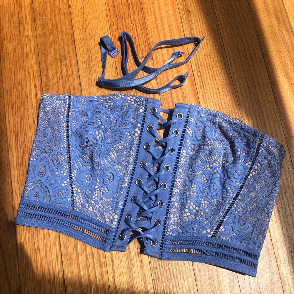 Victoria’s Secret blue lace bralette/corset top